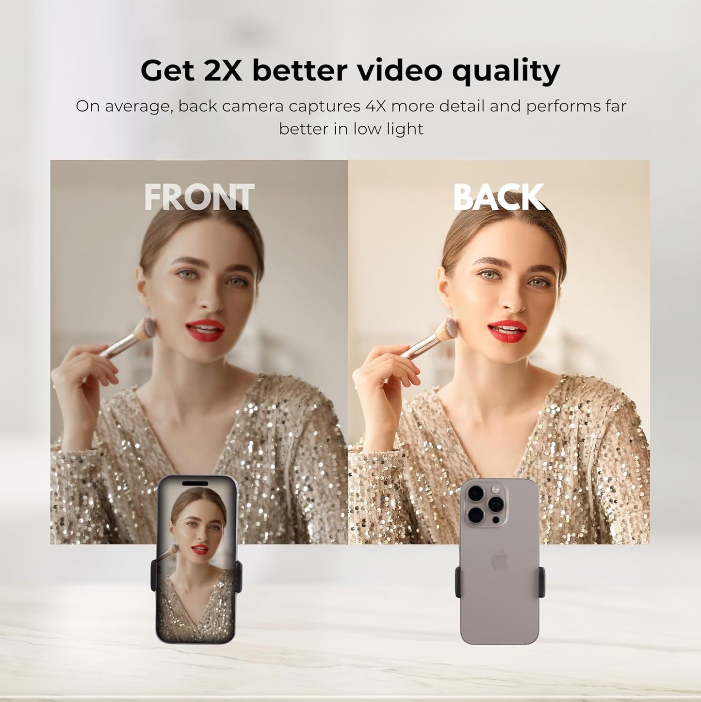 Universal Phone Holder, Record with Front and Back Camera, Shower Mirror Bathroom Phone Holder, Adjustable Wall Mount Stand, TikTok YouTube Vlog Video Recording Kit Influencer Essentials Accessories