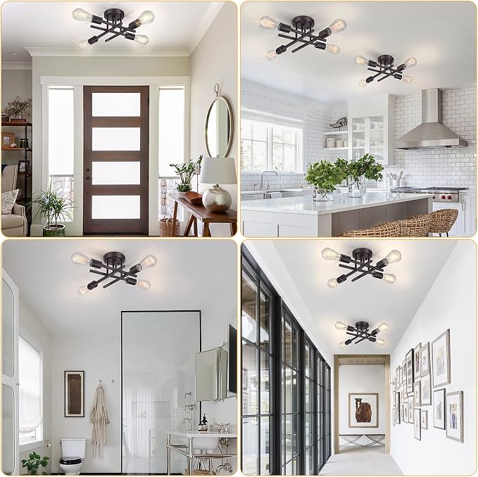 SunRider Industrial 4-Light Semi Flush Mount Ceiling Light Fixture, Bronze - Image 4