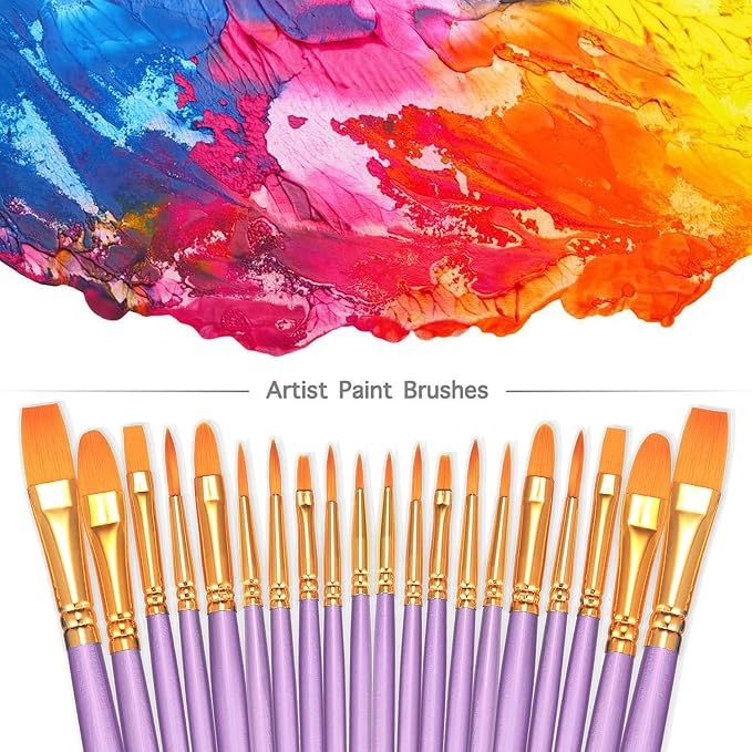 BOSOBO Paint Brushes Set, 4 Pack 40 Pcs Round Pointed Tip Paintbrushes Nylon - Image 2