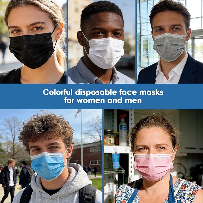 NNPCBT 5 Color Disposable Face Masks 125 Pack, 3-Ply Breathable Mask - Image 6