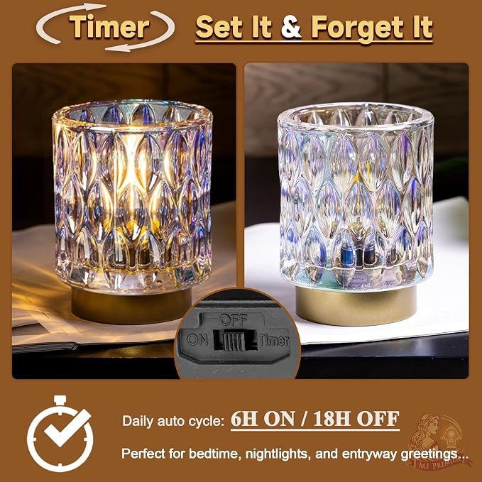 Battery Operated Table Lamps Timer, Mini Crystal Lamp - Image 7