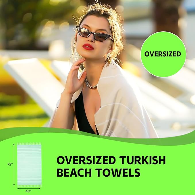 HAVLULAND Turkish Beach Towels, Oversized 40"x72" Turkish Bath Towel, Highly - Image 3