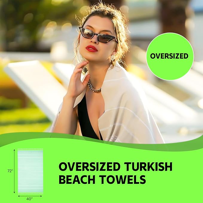 HAVLULAND Turkish Beach Towel Oversized 40"x 72" 100% Turkish Cotton, Sand Free - Image 3