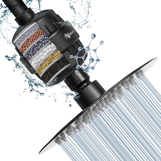NearMoon Shower Head and 15 Stage Shower Filter Combo, High Pressure Filtered by NearMoon
