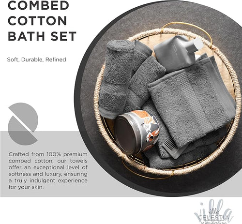 100% Combed Cotton Bathroom Towel Set of 10- 2 Bath Towels, 4 Hand Towels - Image 2