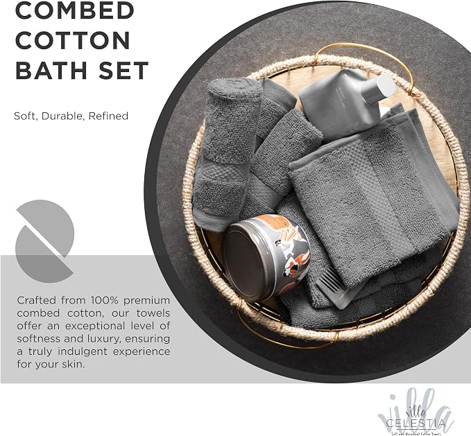 100% Combed Cotton Bathroom Towel Set of 6- 2 Bath Towels, 2 Hand Towels - Image 2