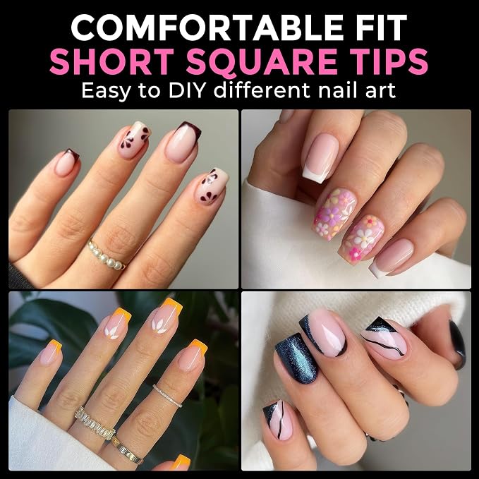 UNA GELLA Short Square Gel Nail Tips 216pcs Short Square Press on Nails - Image 2