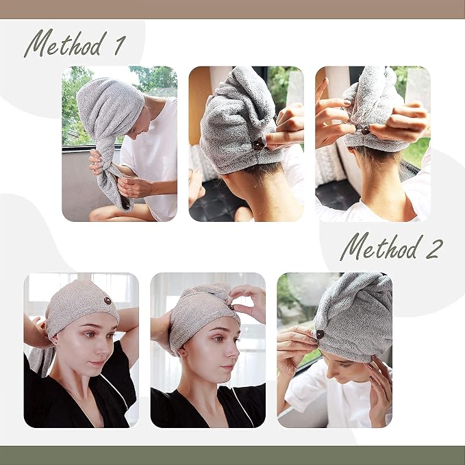 myHomeBody Hair Towel Wrap, Luxury Quick Drying Turban, Ultra Soft Absorbent - Image 4
