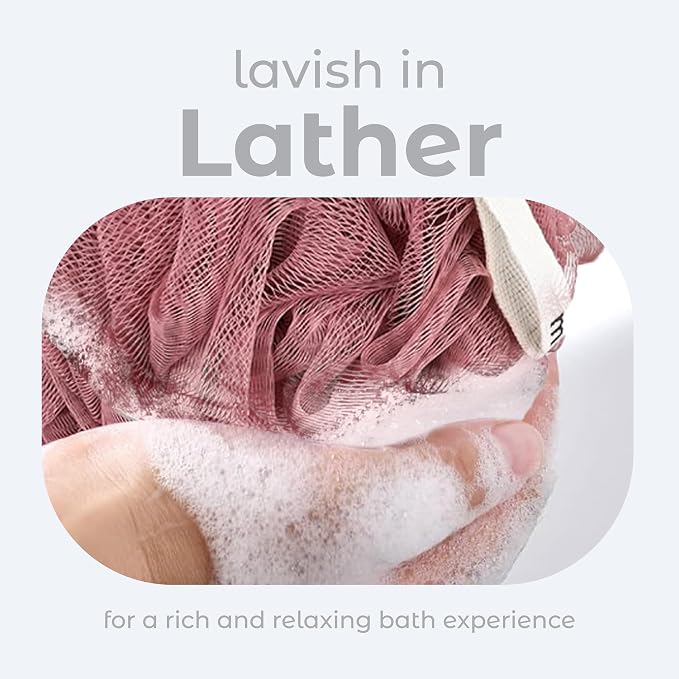 MainBasics Bath Shower Loofah Sponge Pouf Body Scrubber Exfoliator Body Wash - Image 4