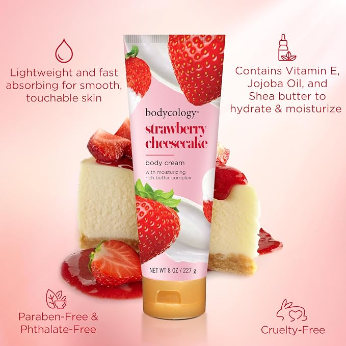 Bodycology Shea Butter Body Cream, Strawberry Cheesecake, 8 oz - Image 4