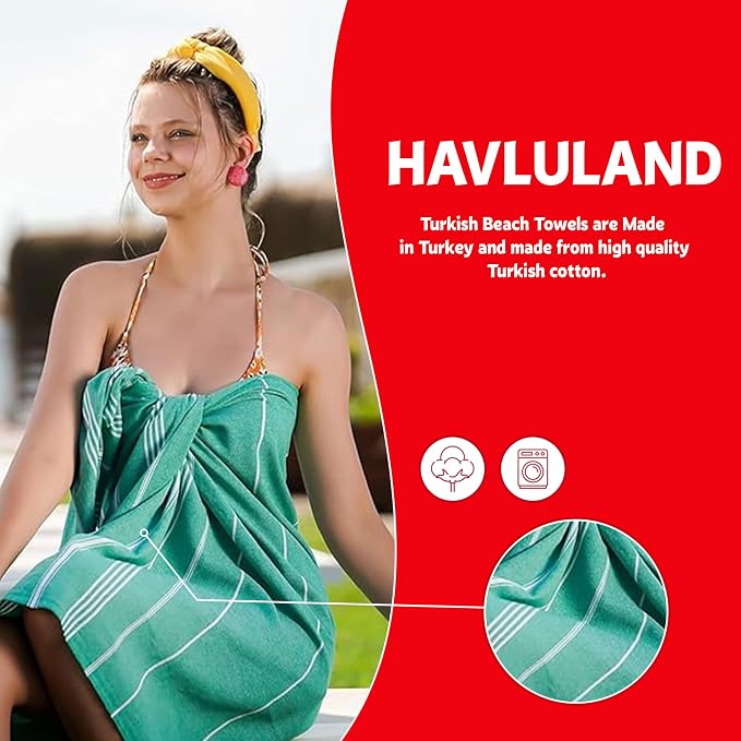HAVLULAND Fuchsia Oversized 39x71cm Turkish Cotton Beach Towel - Image 2