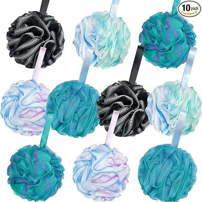 10 Pack Bath Sponge Shower Loofahs 40g, Mesh Pouf Bath Scrunchies Body Wash Puff by Panxxsen