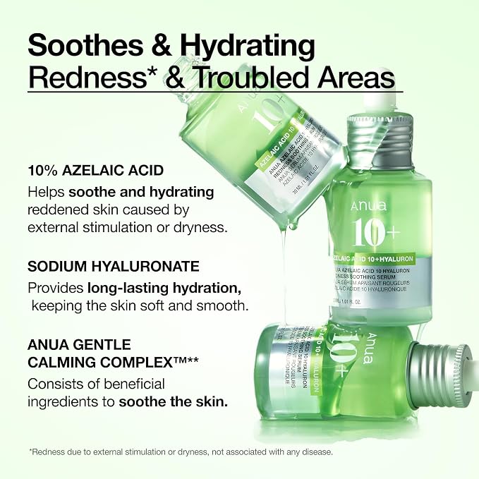 Anua Azelaic Acid 10 Hyaluron Redness Soothing Serum, Facial Serum - Image 3