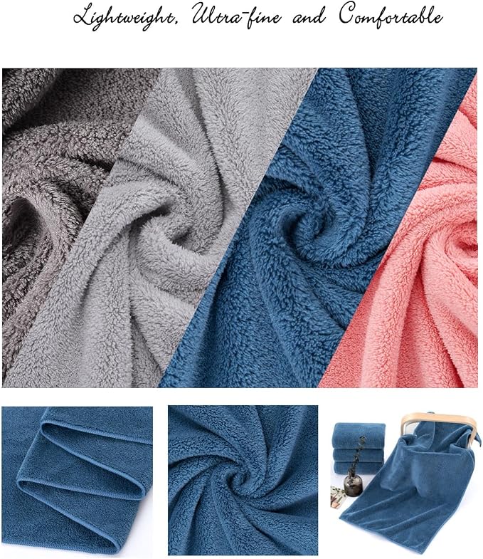 Lumimi Towel Set of 8 Very Soft Microfiber 4 Bath and 4 Hand Towels Quick Dry - Image 2