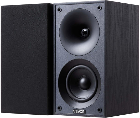 VEVOR Passive Bookshelf Speaker, 300W, Book Shelf Stereo Speakers with 4-Inch Woofer and 1-Inch Tweeter, Detachable Grille, 70Hz-20KHz Frequency Response, Wooden Enclosure, for Home Theater (1 Pair)