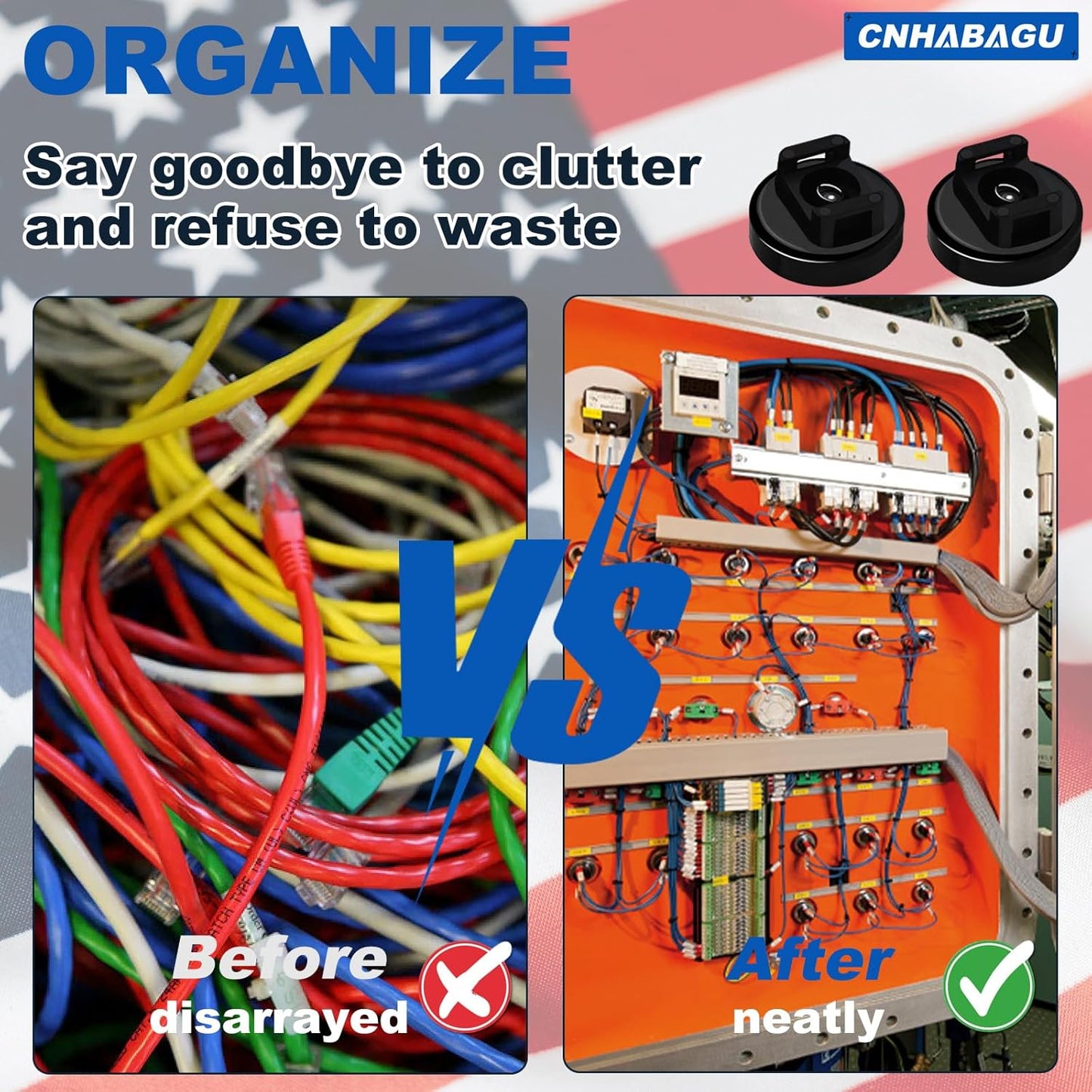 Magnet Zip Tie Mount Magnetic Zip Ties Mount 25LBS Strong Multipurpose Wire Cable Holder Mount Wire Clips Management for Home Office Marine Electrical Wiring (Black, 24 Piece)