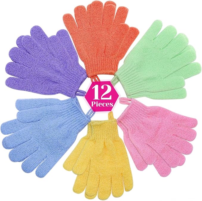anezus Exfoliating Gloves, 6 Pairs Shower Scrub Gloves Bath Loofah Glove by anezus