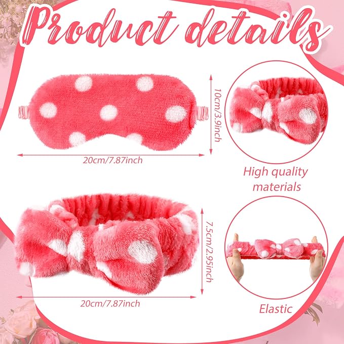 Xuhal 24 Pcs Spa Sleepover Party Favors Supplies Plush Headband and Eye Mask - Image 3