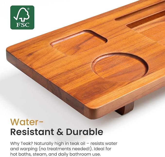 Premium Teak Bathtub Tray for Freestanding Baths - Image 4