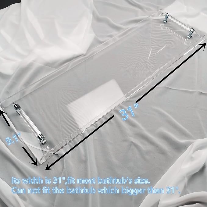 31" Silver Handles Luxury Bathtub Tray Caddy - Image 3