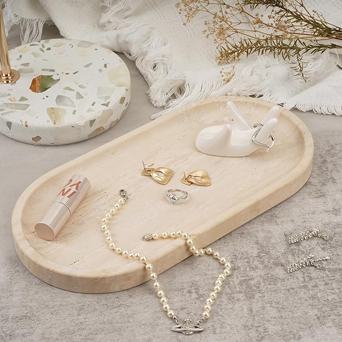 Koville Italian Travertine Tray, Catchall Tray - Image 5