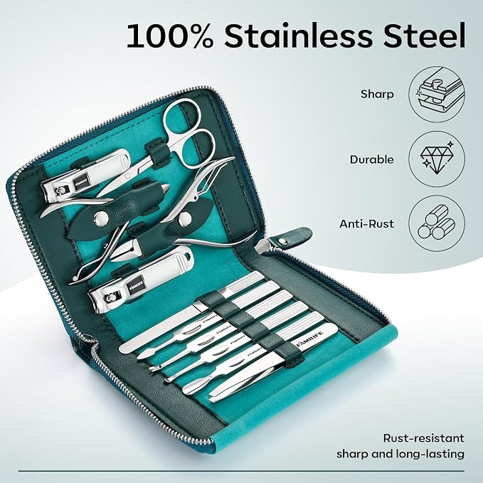 FAMILIFE Nail Kit, Professional Manicure Set Manicure Kit, 11 in 1 Stainless - Image 3