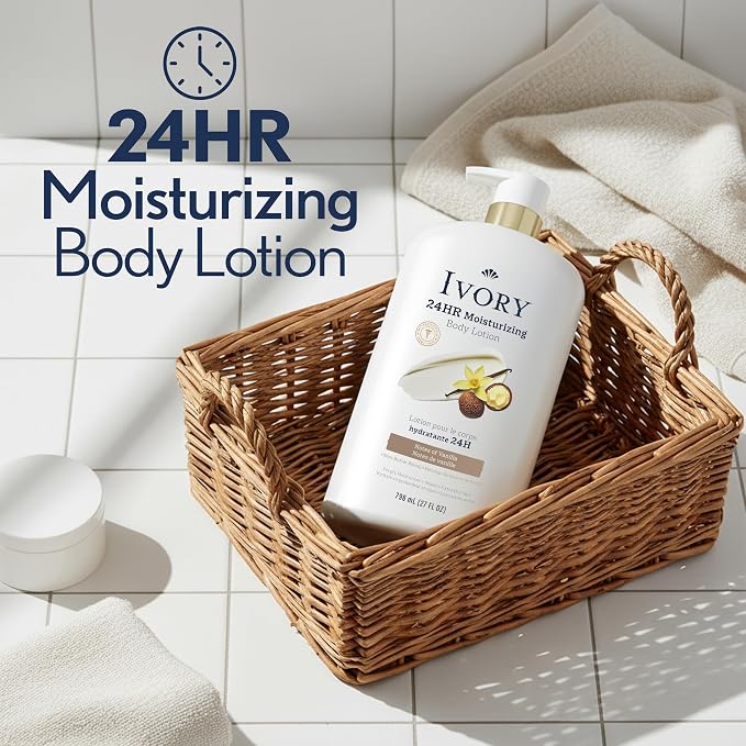 Ivory Hand & Body Lotion + Body Wash Bundle, Vanilla Scent, 24hr Moisturizing & - Image 4