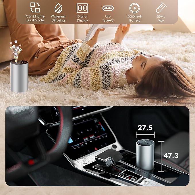 Essential Oil Diffuser with 3 Spray Modes, Battery Operated, LED Timing Display - Image 7