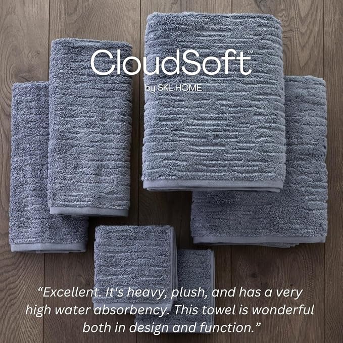 SKL Home CloudSoft Cotton Luxury 2-Piece Hand Towel Set, Smoke Blue - Image 5