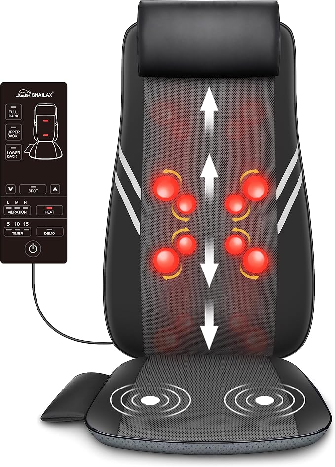 Snailax Back Massager with Heat, Shiatsu Massage Seat Cushion, 8 Flexible Nodes by Snailax