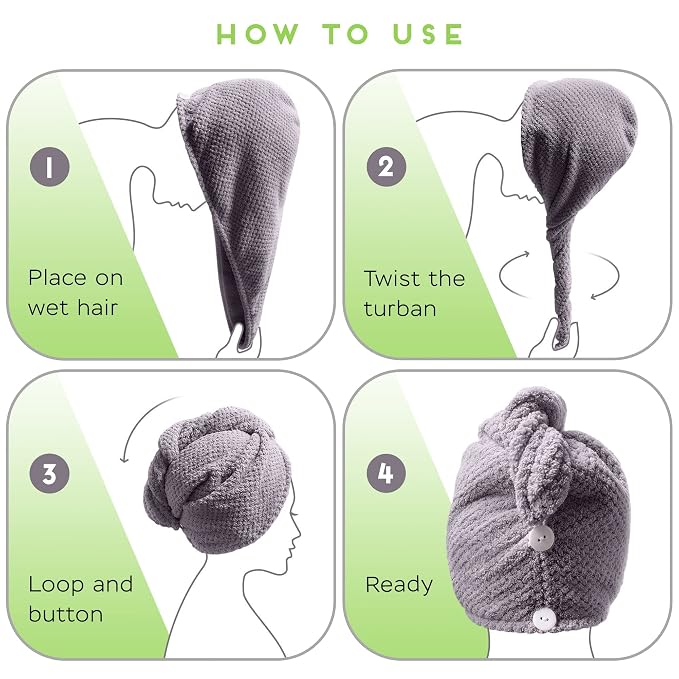 SimpleField 2 Pack Microfiber Hair Towel Wrap - Image 6
