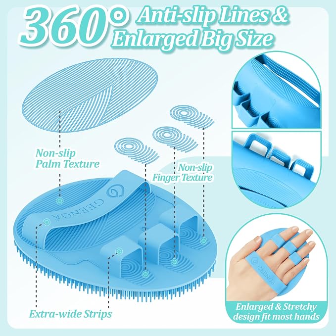 Silicone Back Scrubber & Bath Glove Set 2PCS, 13.4'' Gentle Shower Back Scrubber - Image 6