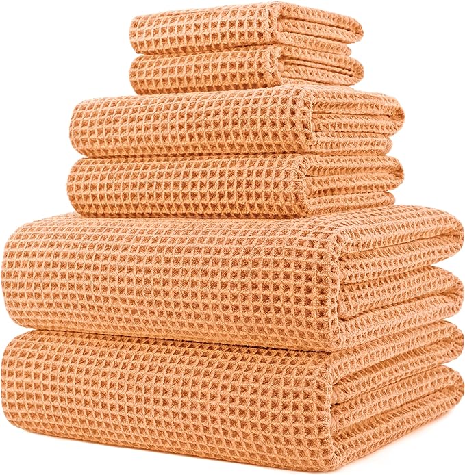 POLYTE 430 GSM Microfiber Quick Dry Lint Free Oversize Bath Towel Set, 6 Piece by Polyte