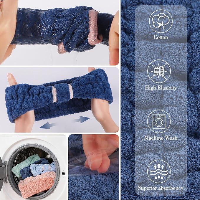 DiyJibb 9 Pcs Spa Headband for Washing Face, Skincare Headband and Wristband Set - Image 7