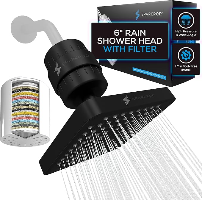 SparkPod Luxury Filtered Shower Head Set 23 Stage Shower Filter by SparkPod