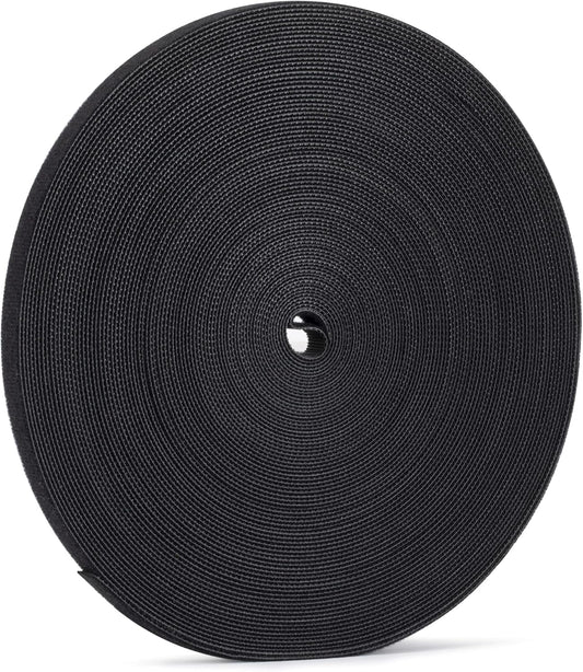 Xnakko 1cm Double Sided Hook and Loop Fastening Tape Reusable Cable Ties Nylon Fastening Tape Wire Manager for Home, Office (Black, 25Yard)