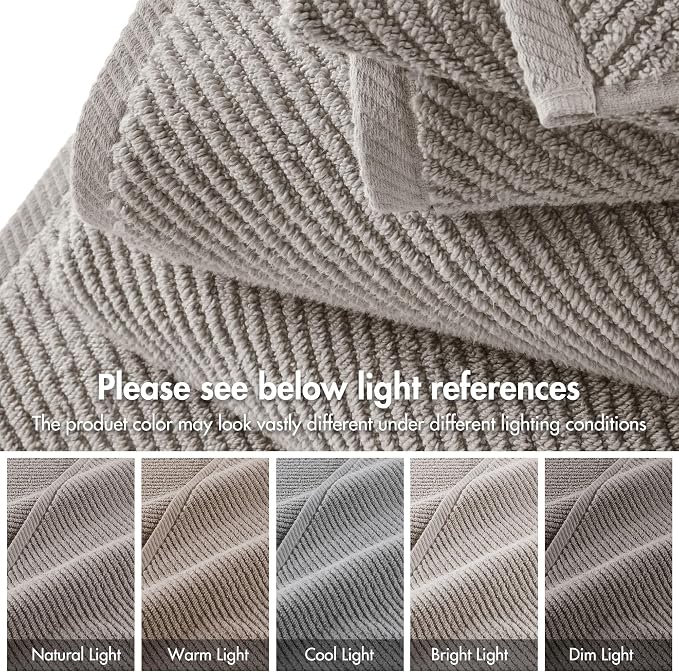 Madison Park Bathroom Towel Set of 6 Diagonal Ribbed, 500 GSM - Image 7