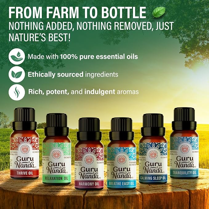GuruNanda Essential Oil Blends – 6 Pack, Breathe Easy, Tranquility, Relaxation - Image 3