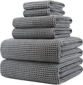 POLYTE 430 GSM Microfiber Quick Dry Lint Free Oversize Bath Towel Set, 6 Piece by Polyte