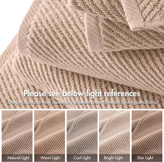 Madison Park Bathroom Towel Set of 6 Diagonal Ribbed, 500 GSM - Image 7