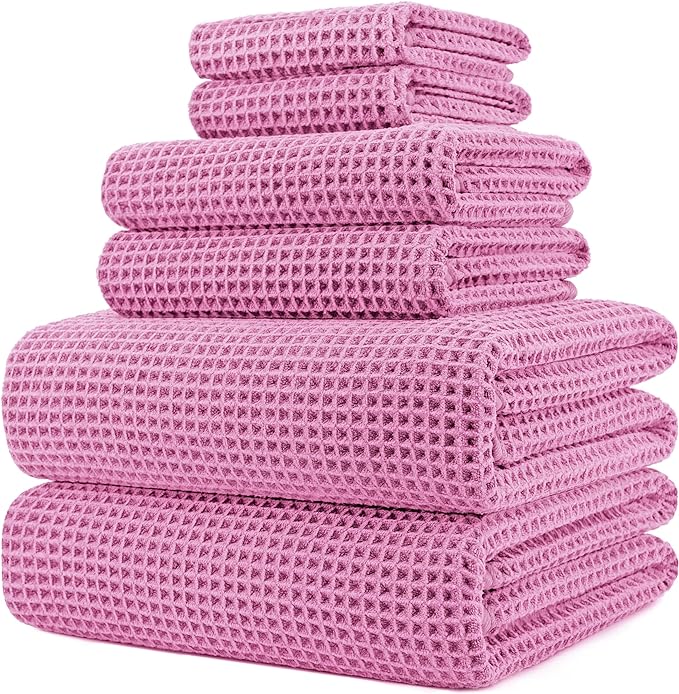 POLYTE 430 GSM Microfiber Quick Dry Lint Free Oversize Bath Towel Set, 6 Piece by Polyte