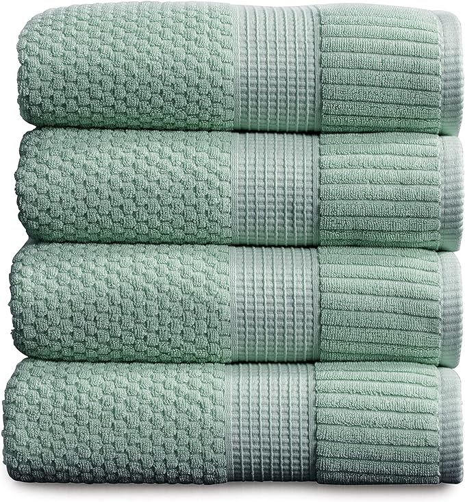 NY Loft 100% Cotton Bath Towel 4 Pack | Super Soft & Absorbent Quick-Dry Bath by NYLoft