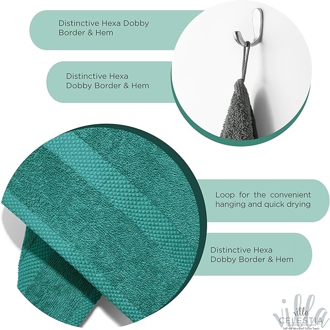 100% Cotton Hand Towel Set of 2, Sustainable, Highly Absorbent, Quick Drying - Image 4