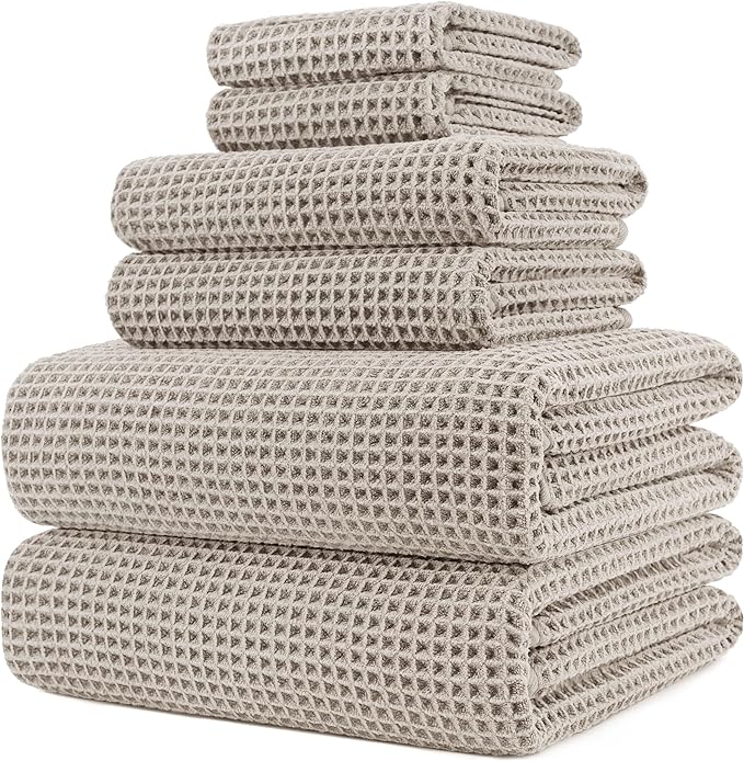 POLYTE 430 GSM Microfiber Quick Dry Lint Free Oversize Bath Towel Set, 6 Piece by Polyte