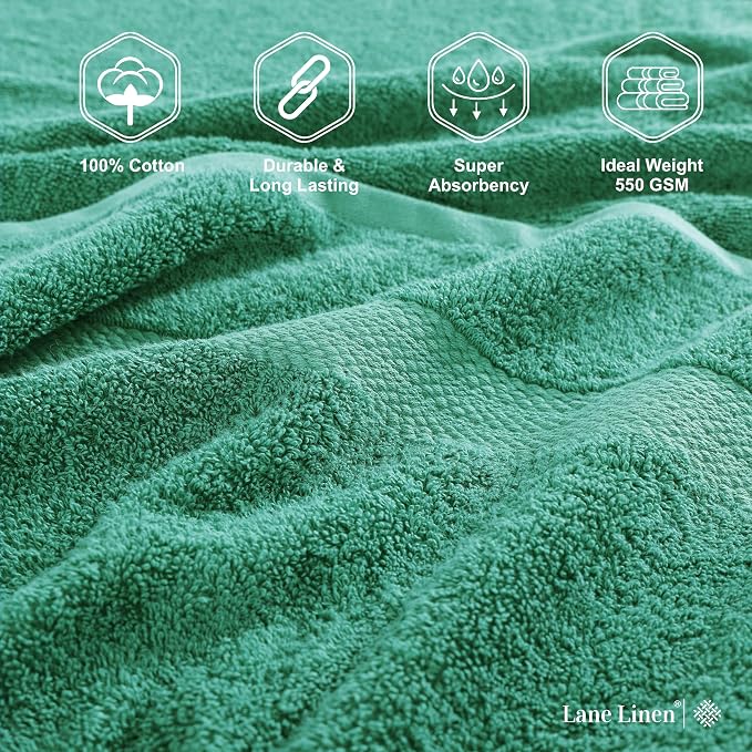 LANE LINEN 100% Cotton Oversized Bath Towels Set of 4 - Image 6