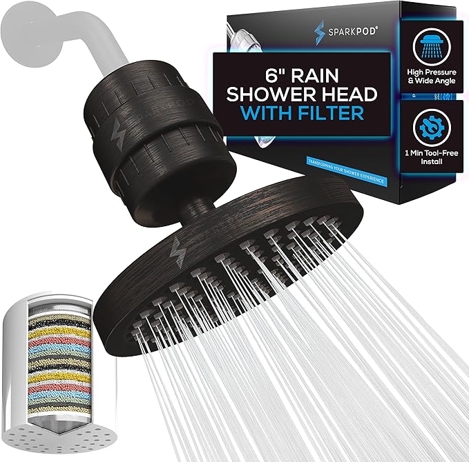 SparkPod Luxury Filtered Shower Head Set 23 Stage Shower Filter by SparkPod