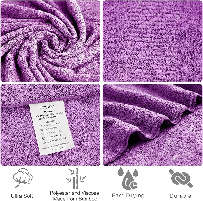 SEISSO Bath Towels, Extra Absorbent & Quick Drying Lightweight Fiber Towels - Image 2