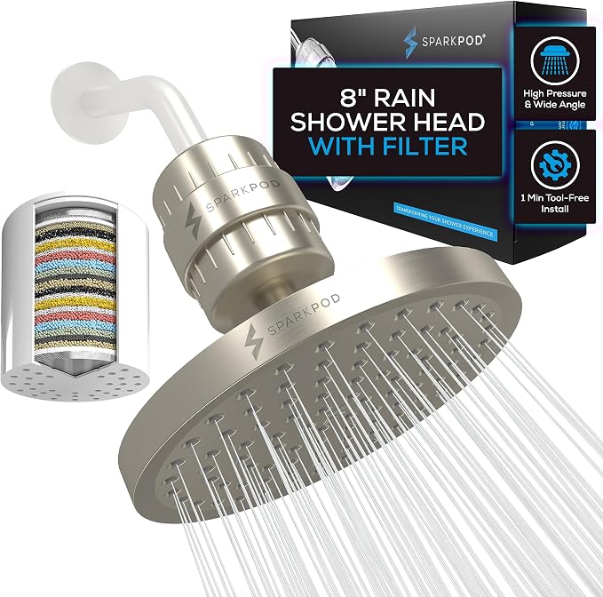 SparkPod Luxury Filtered Shower Head Set 23 Stage Shower Filter by SparkPod
