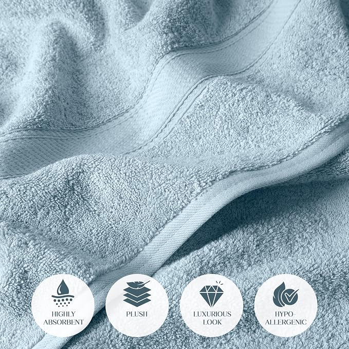 SUPERIOR Egyptian Cotton Pile Bath Towel Set of 2, Ultra Soft Luxury Towels - Image 7