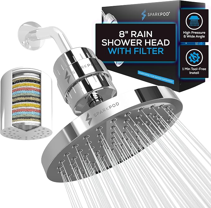 SparkPod Luxury Filtered Shower Head Set 23 Stage Shower Filter by SparkPod